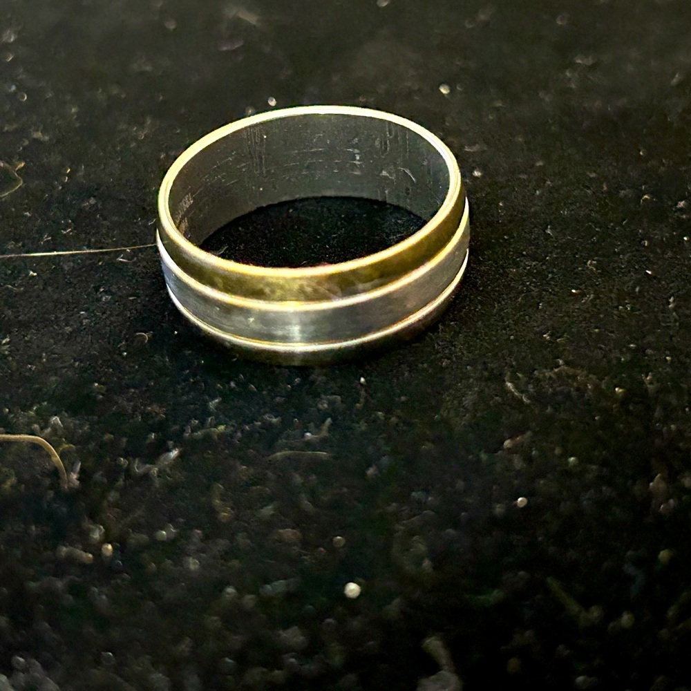Stainless Steel  Simple Two-Tone Ring